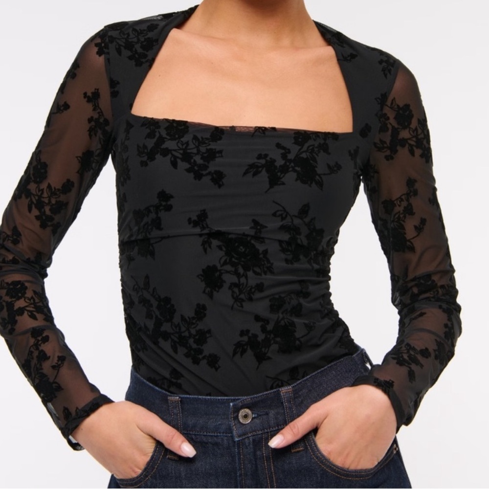 Abercrombie & Fitch Long Sleeve Mesh Top
